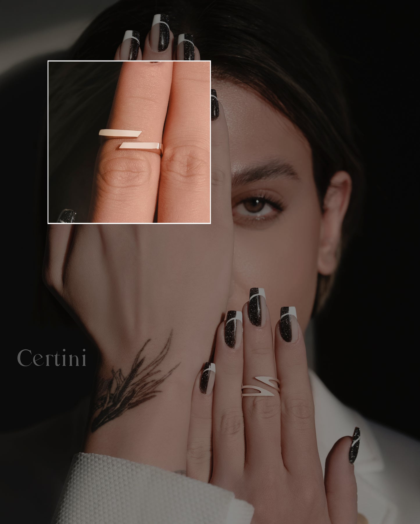 18k Golden Trio: Rose Gold Bar, Gold Double Bar, and Arrow Rings