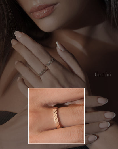 18k  Heartfelt Trio: Hollow Hearts, Solid Hearts, and Copper Wedding Rings
