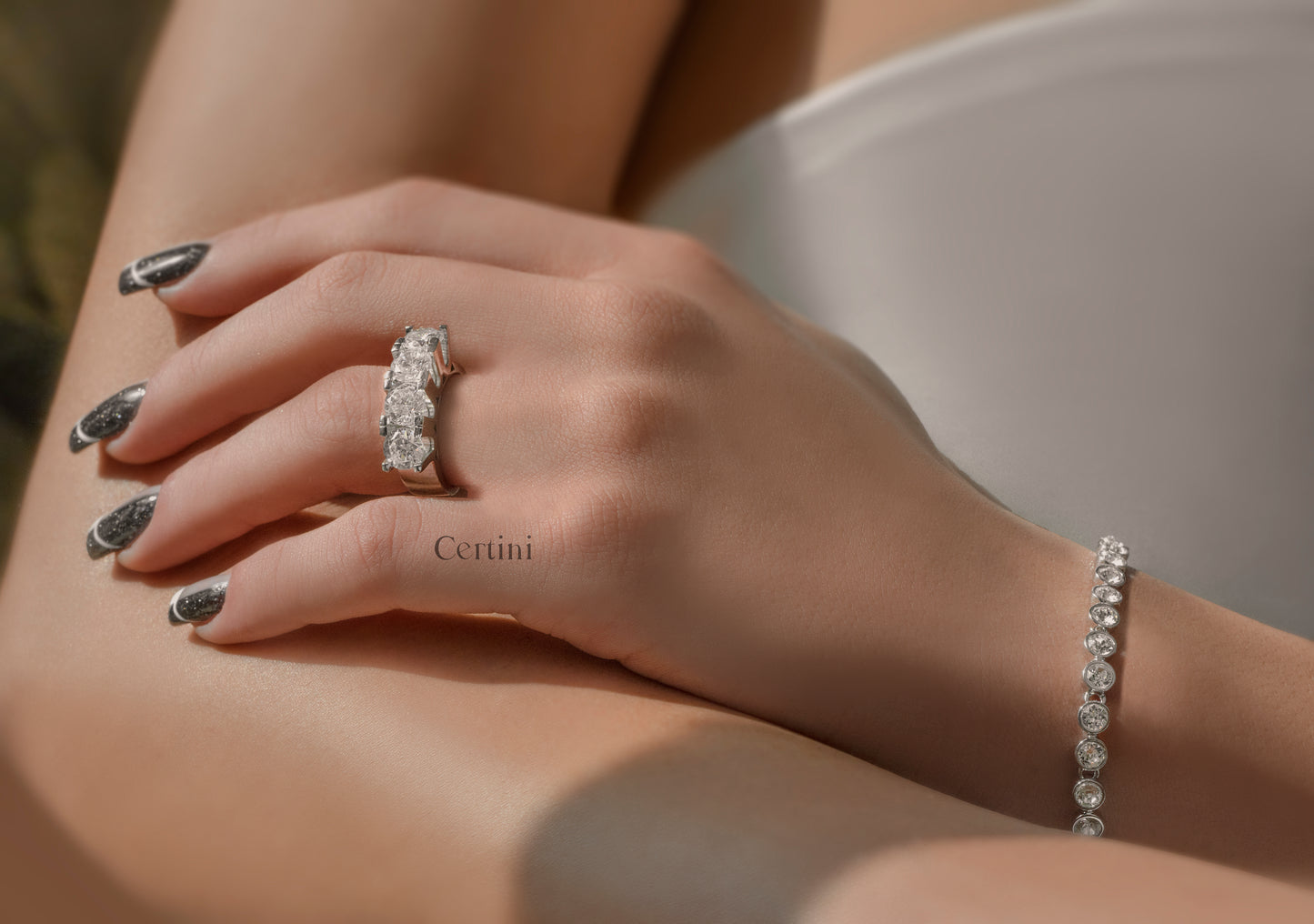 18K Handmade Tennis Ring and Bracelet Set