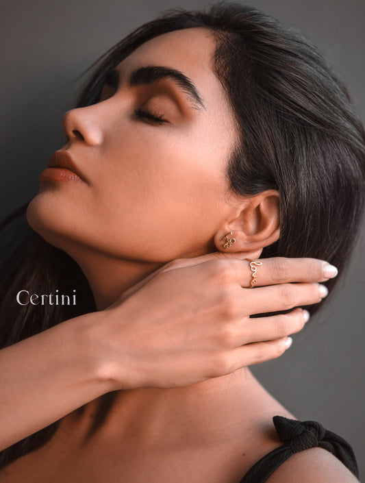 18k  Golden Affection: 'LOVE' Ring and Earrings Set