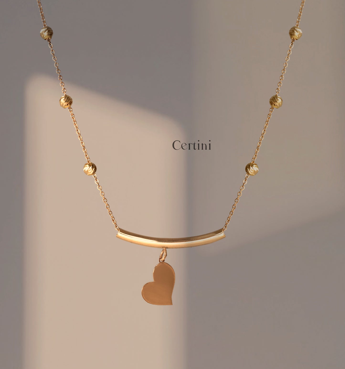 Ethereal Love: 18k Heart Symbol Necklace with Ball Chain