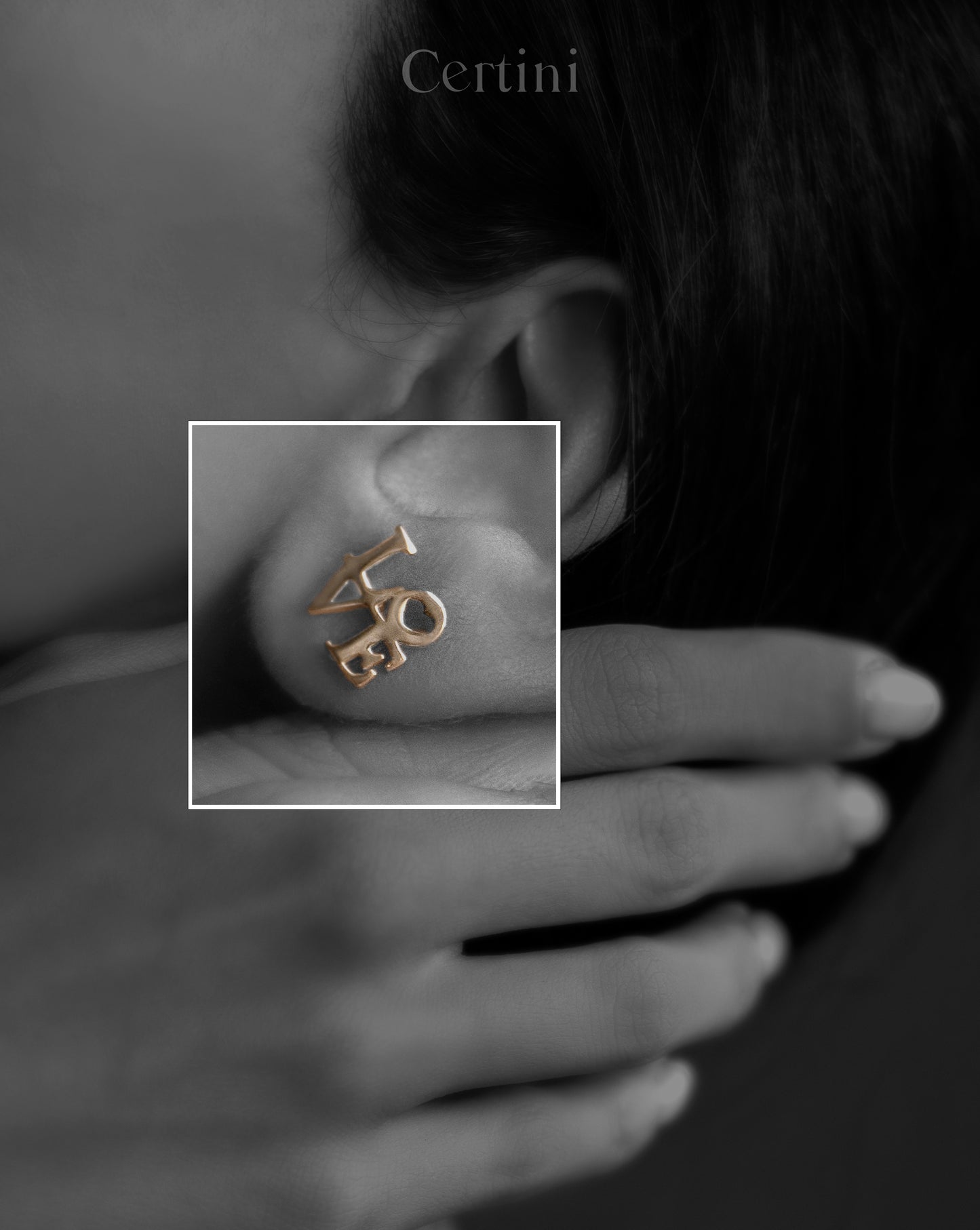 18k  Golden Affection: 'LOVE' Ring and Earrings Set