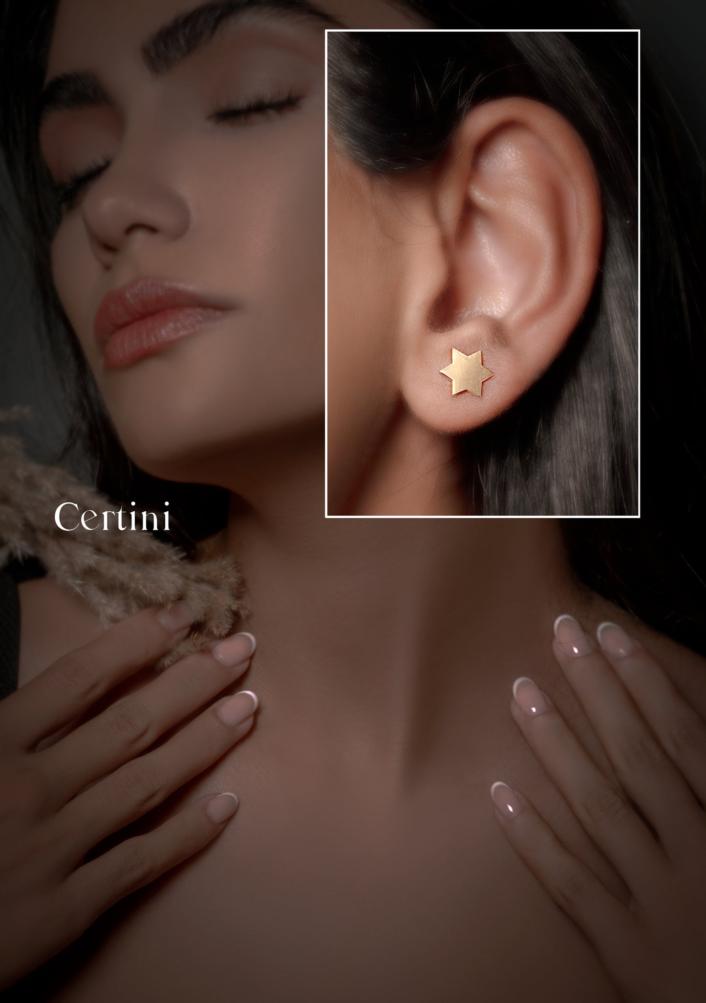 18k  Stars Necklace and Earrings Set