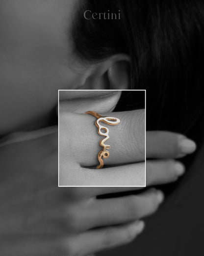 18k  Golden Affection: 'LOVE' Ring and Earrings Set