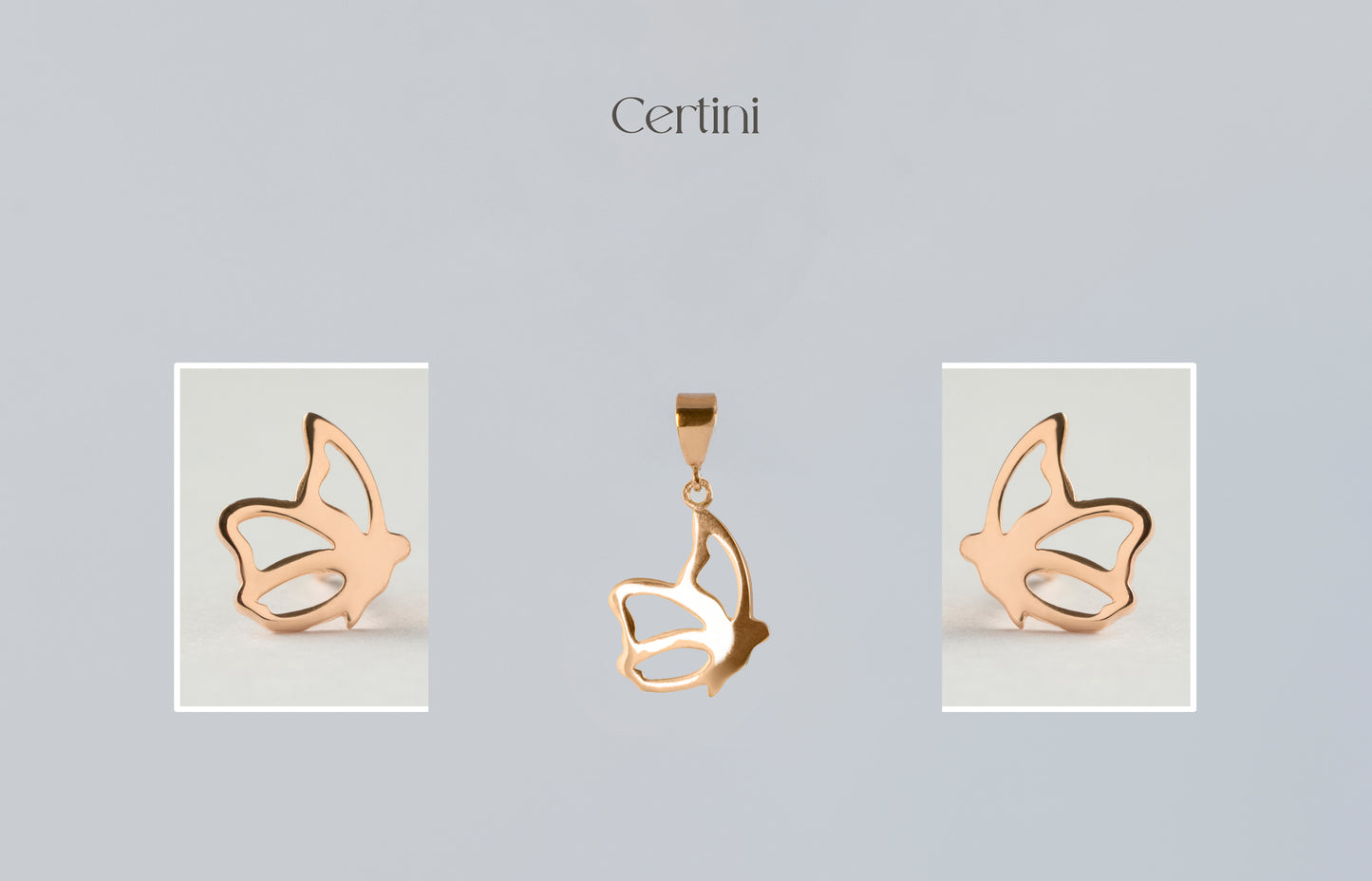 18k  Butterfly Earrings and Pendant Set